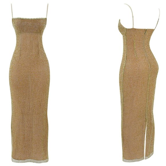 LIMITED EDITION House of CB 'Alondra' Cafe Au Lait Beaded Maxi Dress NWOT - Picture 8 of 13